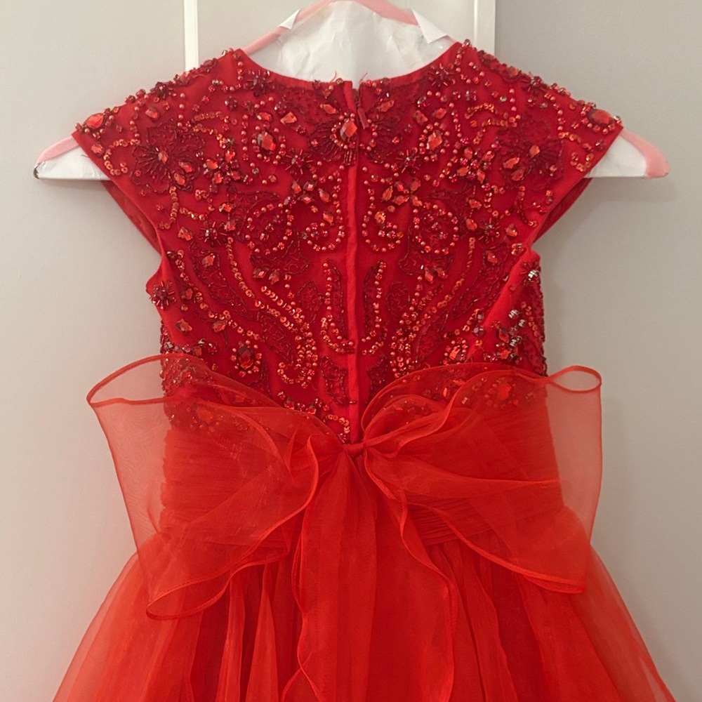 Sherri Hill Red Embellished Pageant Gown for Girls - Picture 6 of 7